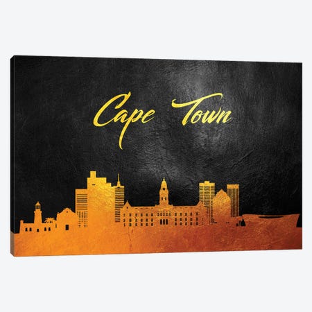 Cape Town South Africa Gold Skyline Canvas Print #ABV527} by Adrian Baldovino Canvas Art Print