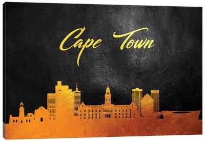 Cape Town South Africa Gold Skyline Canvas Art Print - South Africa