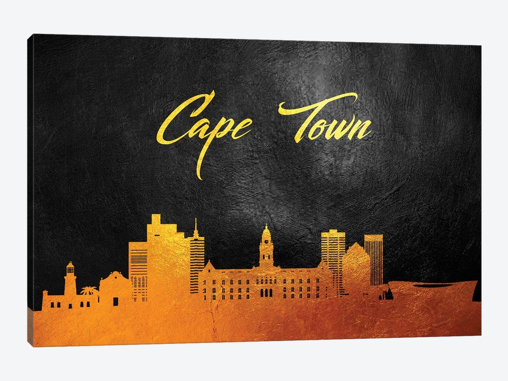 Cape Town South Africa Gold Skyline by Adrian Baldovino 1-piece Canvas Print