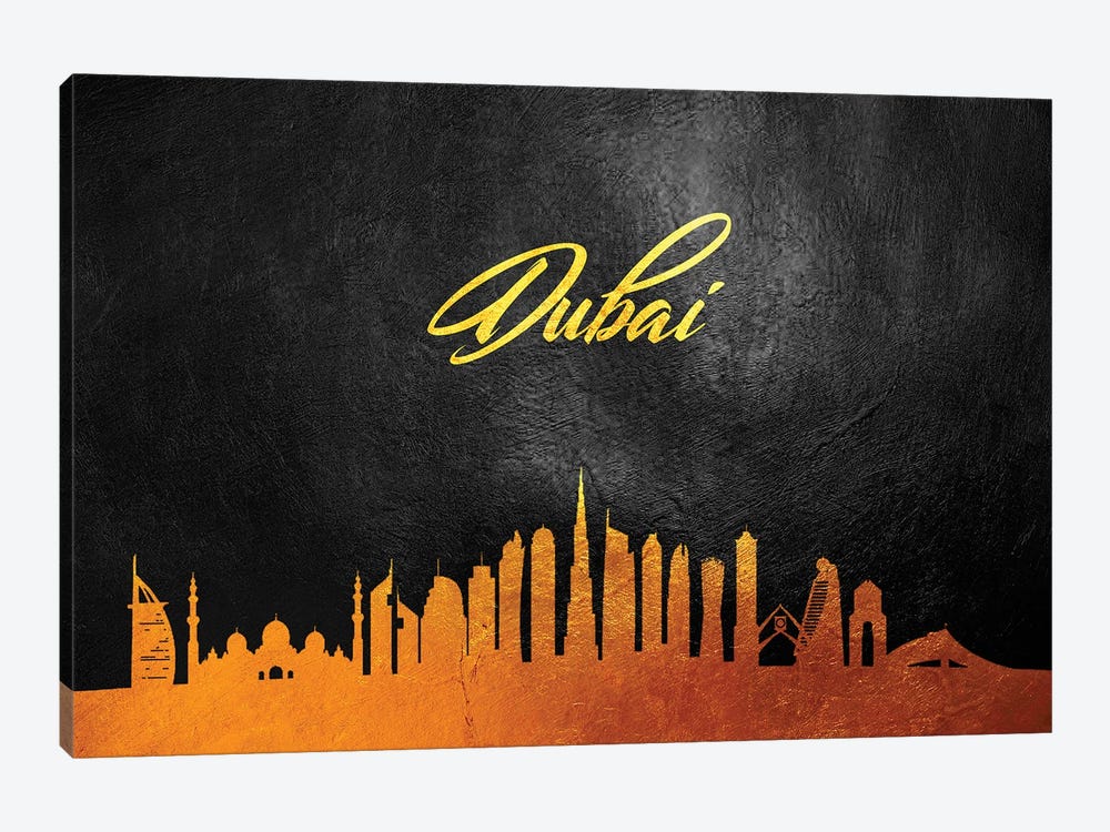 Dubai United Arab Emirates Gold Skyline 2 by Adrian Baldovino 1-piece Canvas Print