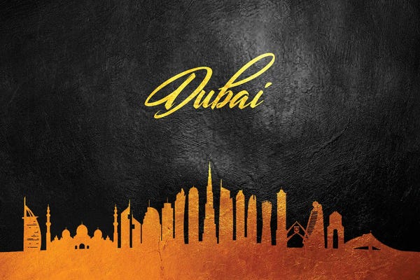 United Arab Emirates: Dubai United Arab Emirates Gold Skyline 2 by Adrian Baldovino