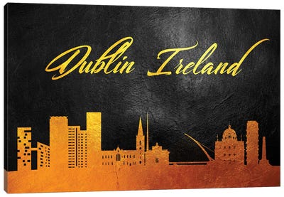 Dublin Ireland Gold Skyline Canvas Art Print - Dublin