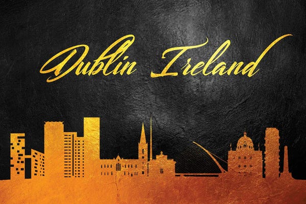 Dublin: Dublin Ireland Gold Skyline by Adrian Baldovino