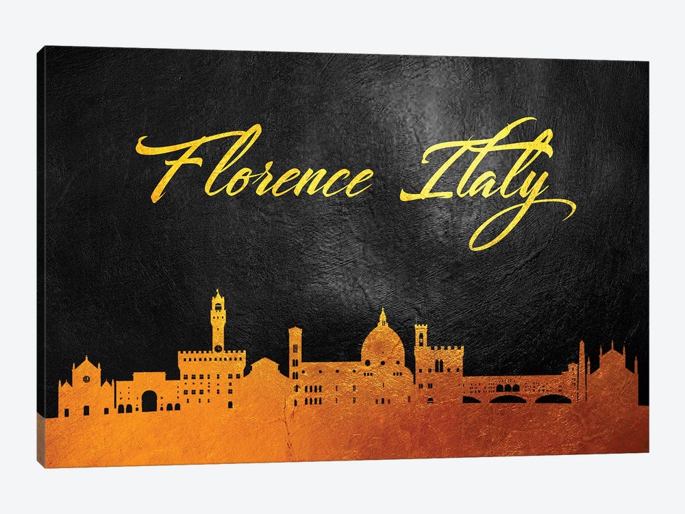Florence Italy Gold Skyline by Adrian Baldovino 1-piece Canvas Artwork