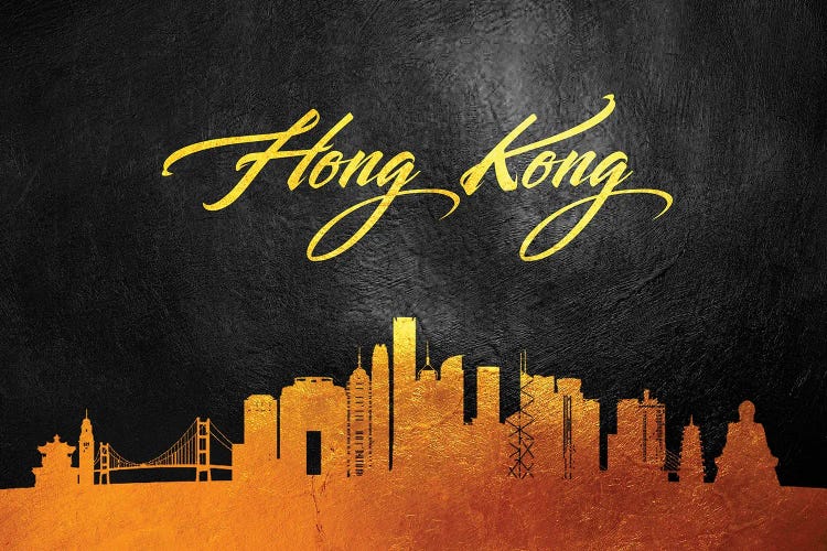 Hong Kong Gold Skyline by Adrian Baldovino wall art