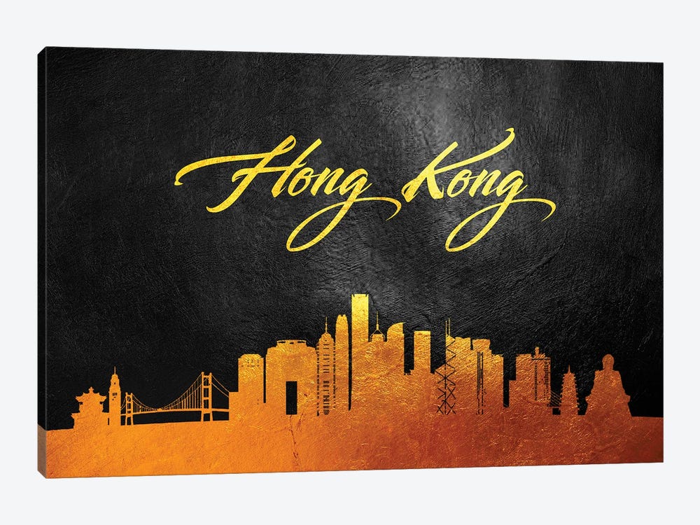 Hong Kong Gold Skyline by Adrian Baldovino 1-piece Art Print