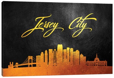 Jersey City New Jersey Gold Skyline Canvas Art Print