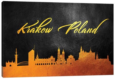 Krakow Poland Gold Skyline Canvas Art Print - Poland