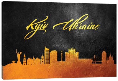 Kyiv Ukraine Gold Skyline Canvas Art Print - Ukraine Art