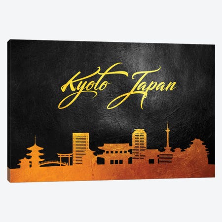 Kyoto Japan Gold Skyline Canvas Print #ABV571} by Adrian Baldovino Canvas Art Print