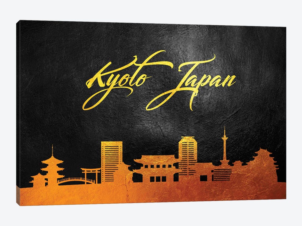 Kyoto Japan Gold Skyline by Adrian Baldovino 1-piece Canvas Art