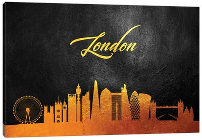 London England Gold Skyline 2 Canvas Art Print - London Skylines