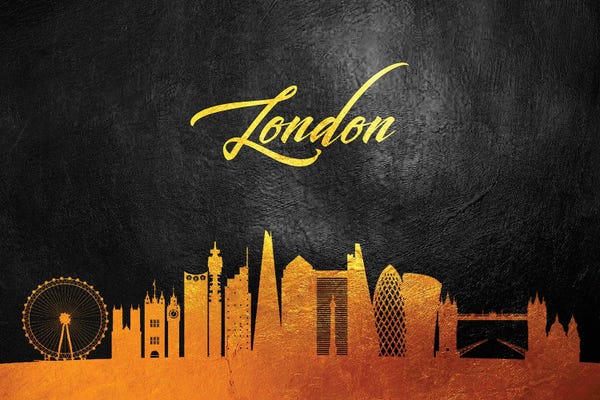 London Skylines: London England Gold Skyline 2 by Adrian Baldovino