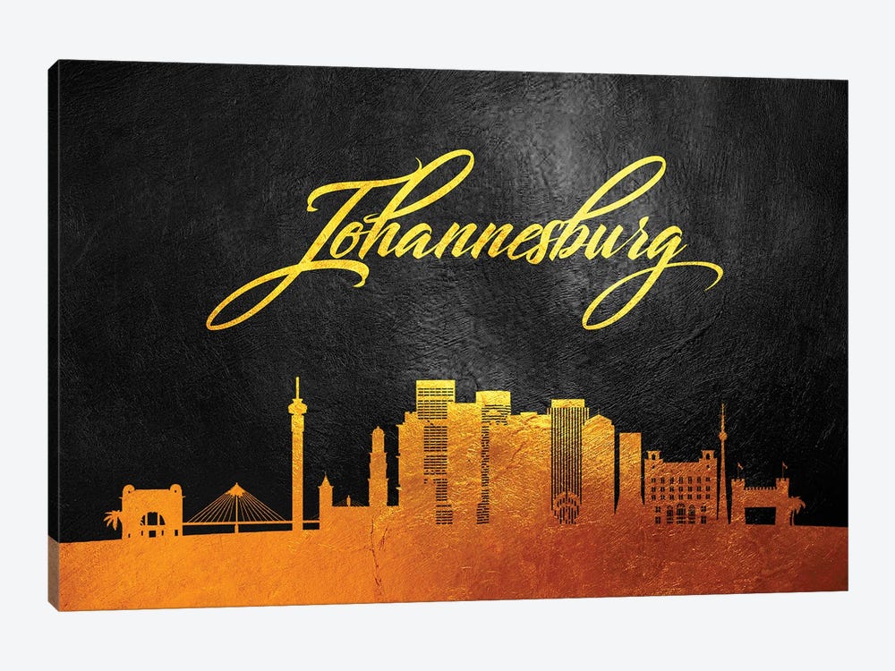 Johannesburg South Africa Gold Skyline by Adrian Baldovino 1-piece Canvas Art Print
