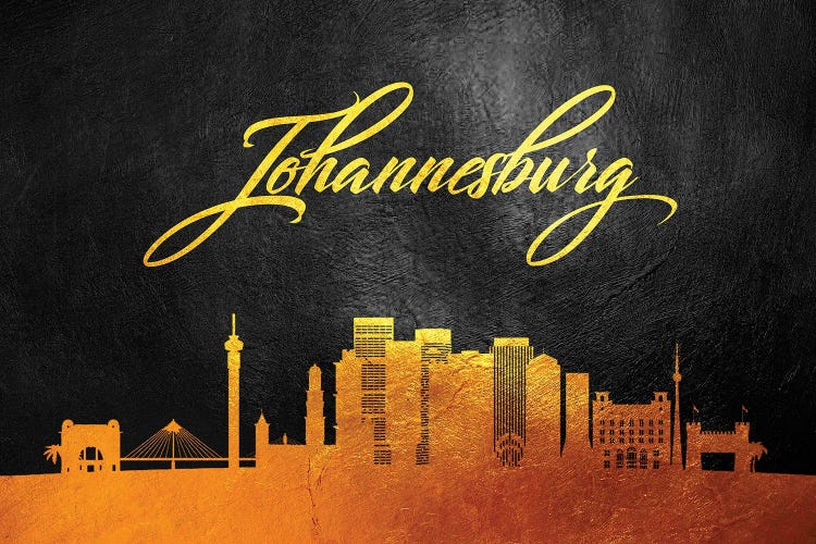 Johannesburg South Africa Gold Skyline by Adrian Baldovino wall art