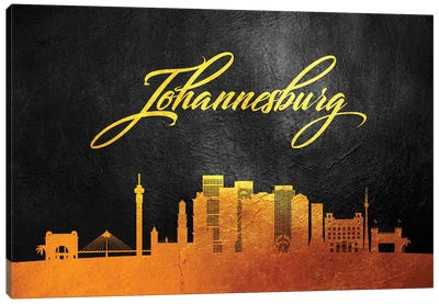Johannesburg South Africa Gold Skyline Canvas Art Print