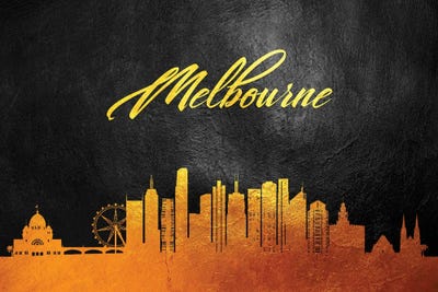 Melbourne Australia Gold Skyline by Adrian Baldovino art print