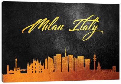 Milan Italy Gold Skyline Canvas Art Print
