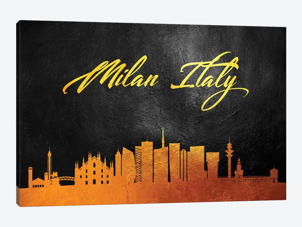 Milan Italy Gold Skyline by Adrian Baldovino 1-piece Canvas Wall Art