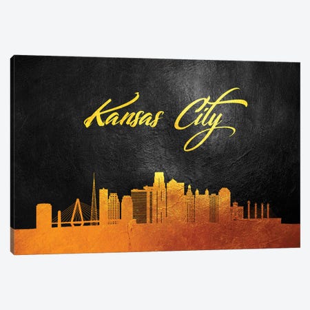 Kansas City Missouri Gold Skyline Canvas Print #ABV58} by Adrian Baldovino Canvas Print