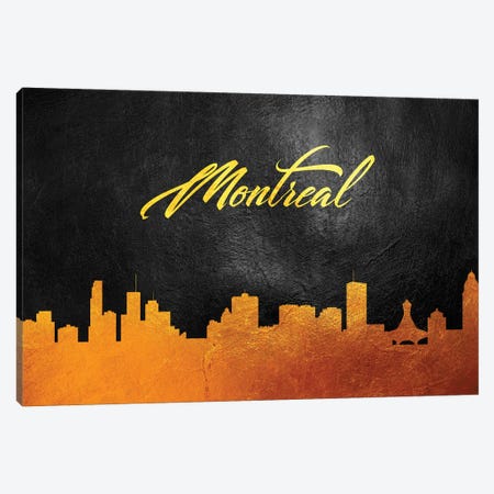 Montreal Canada Gold Skyline 2 Canvas Print #ABV591} by Adrian Baldovino Canvas Print