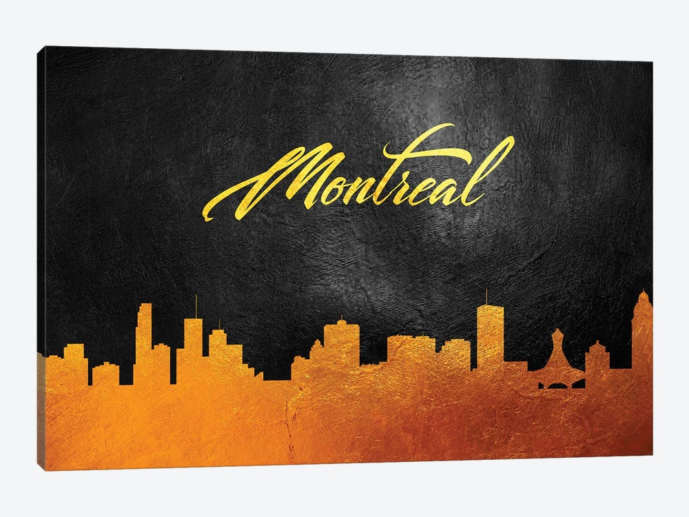 Montreal Canada Gold Skyline 2 by Adrian Baldovino 1-piece Canvas Wall Art