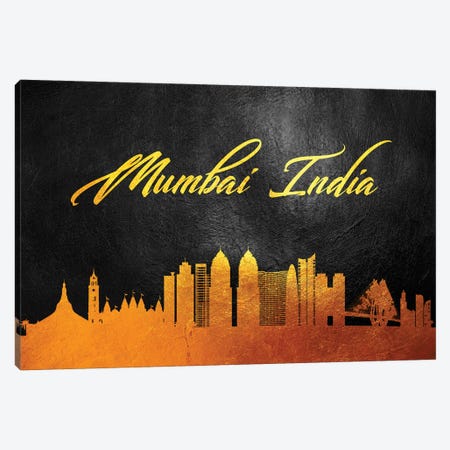 Mumbai India Gold Skyline Canvas Print #ABV592} by Adrian Baldovino Art Print