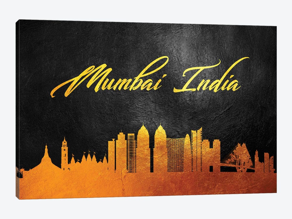 Mumbai India Gold Skyline by Adrian Baldovino 1-piece Canvas Art Print