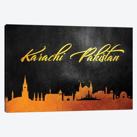 Karachi Pakistan Gold Skyline Canvas Print #ABV59} by Adrian Baldovino Canvas Art Print