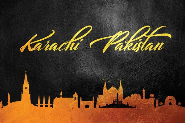 Pakistan: Karachi Pakistan Gold Skyline by Adrian Baldovino