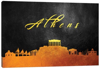 Athens Greece Gold Skyline Canvas Art Print - Athens Art