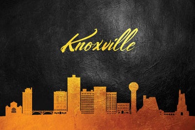 Knoxville Tennessee Gold Skyline by Adrian Baldovino framed wall art