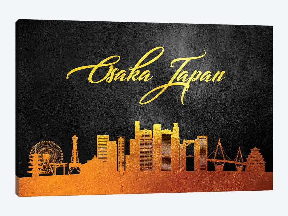 Osaka Japan Gold Skyline by Adrian Baldovino 1-piece Art Print