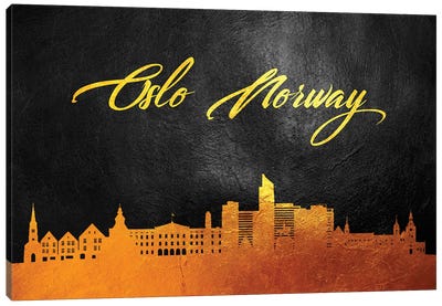 Oslo Norway Gold Skyline Canvas Art Print