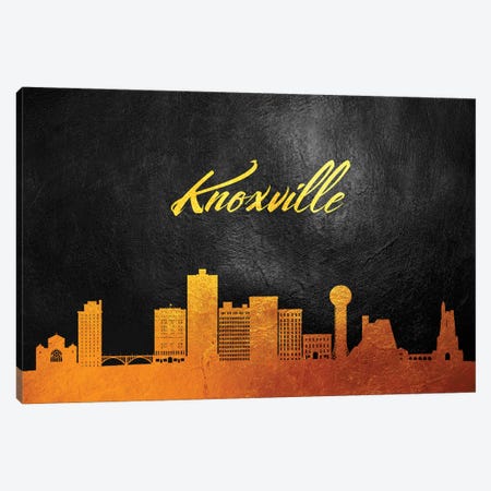 Knoxville Tennessee Gold Skyline Canvas Print #ABV60} by Adrian Baldovino Canvas Art