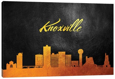 Knoxville Tennessee Gold Skyline Canvas Art Print - Adrian Baldovino