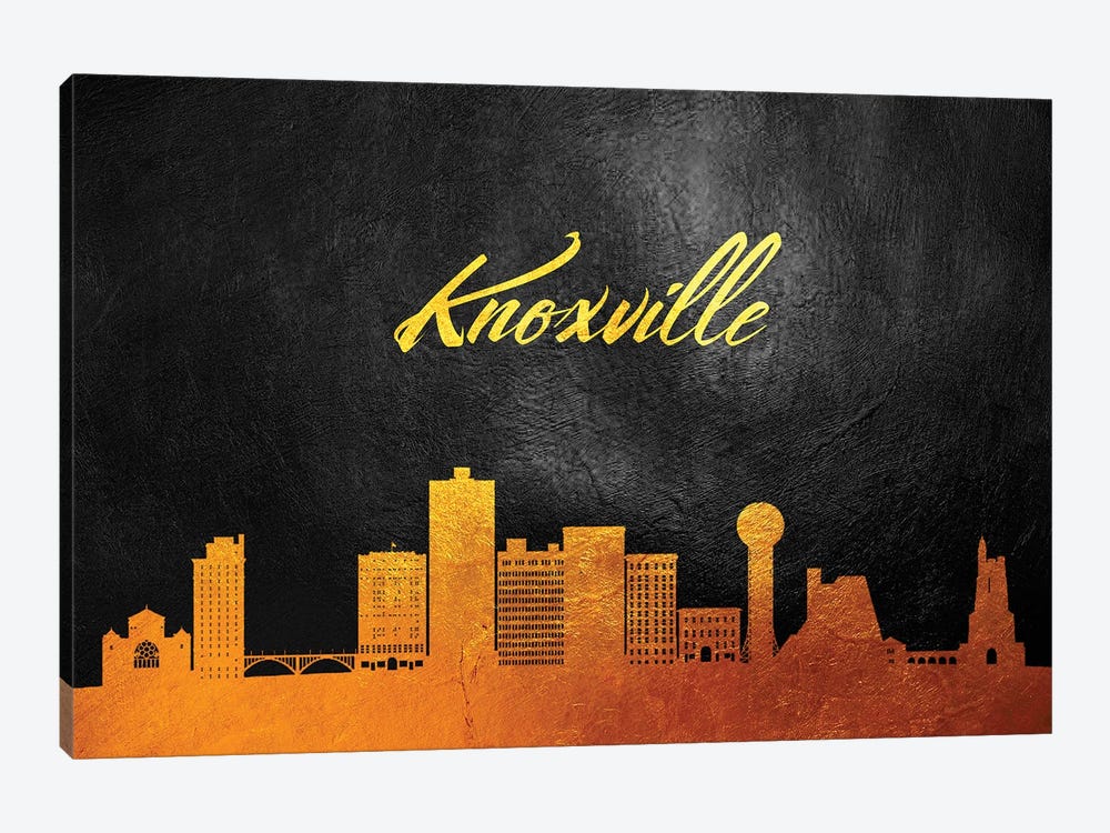 Knoxville Tennessee Gold Skyline by Adrian Baldovino 1-piece Canvas Art Print