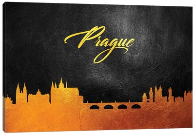 Prague Czech Republic Gold Skyline Canvas Art Print - Prague Art