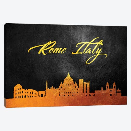 Rome Italy Gold Skyline Canvas Print #ABV618} by Adrian Baldovino Canvas Artwork