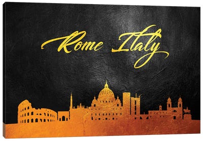 Rome Italy Gold Skyline Canvas Art Print - Rome Skylines