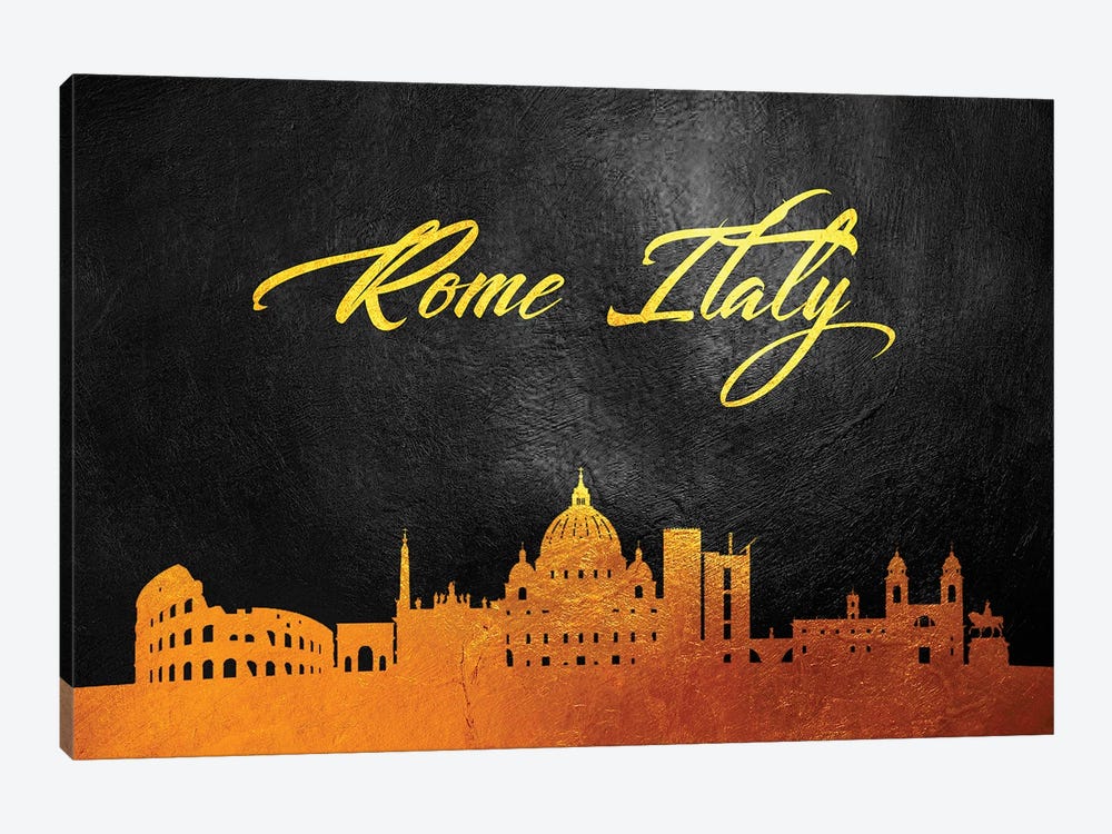 Rome Italy Gold Skyline by Adrian Baldovino 1-piece Art Print