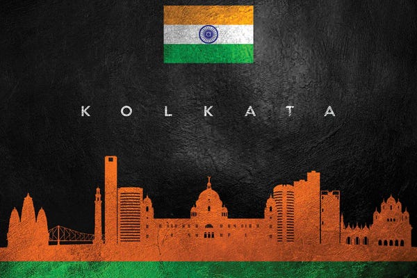 International Flags: Kolkata India Skyline by Adrian Baldovino