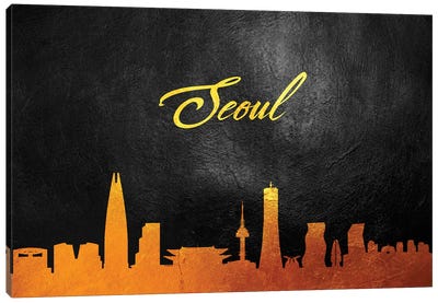 Seoul South Korea Gold Skyline Canvas Art Print - Seoul