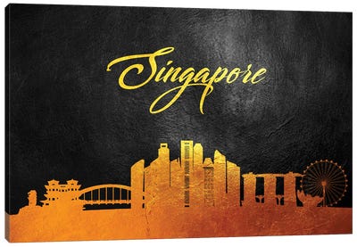 Singapore Gold Skyline Canvas Art Print - Adrian Baldovino