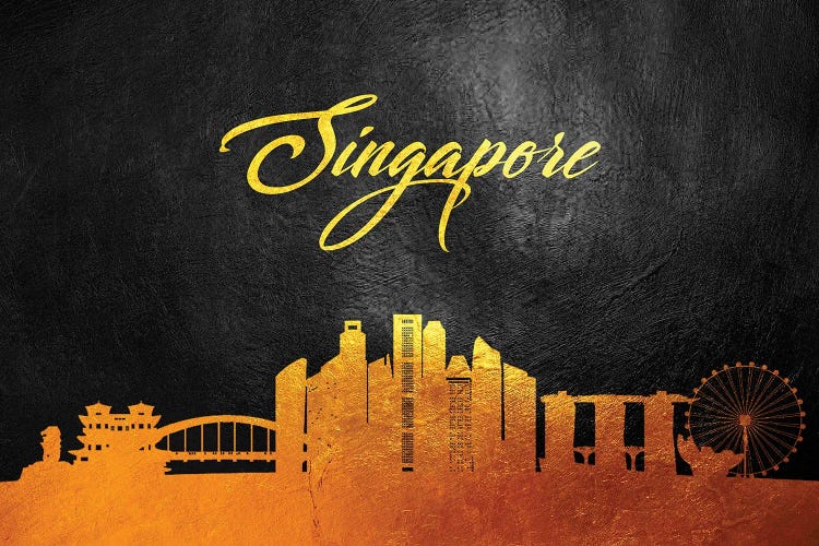 Singapore Gold Skyline by Adrian Baldovino wall art