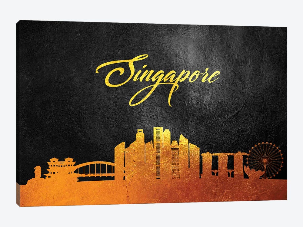 Singapore Gold Skyline by Adrian Baldovino 1-piece Canvas Print