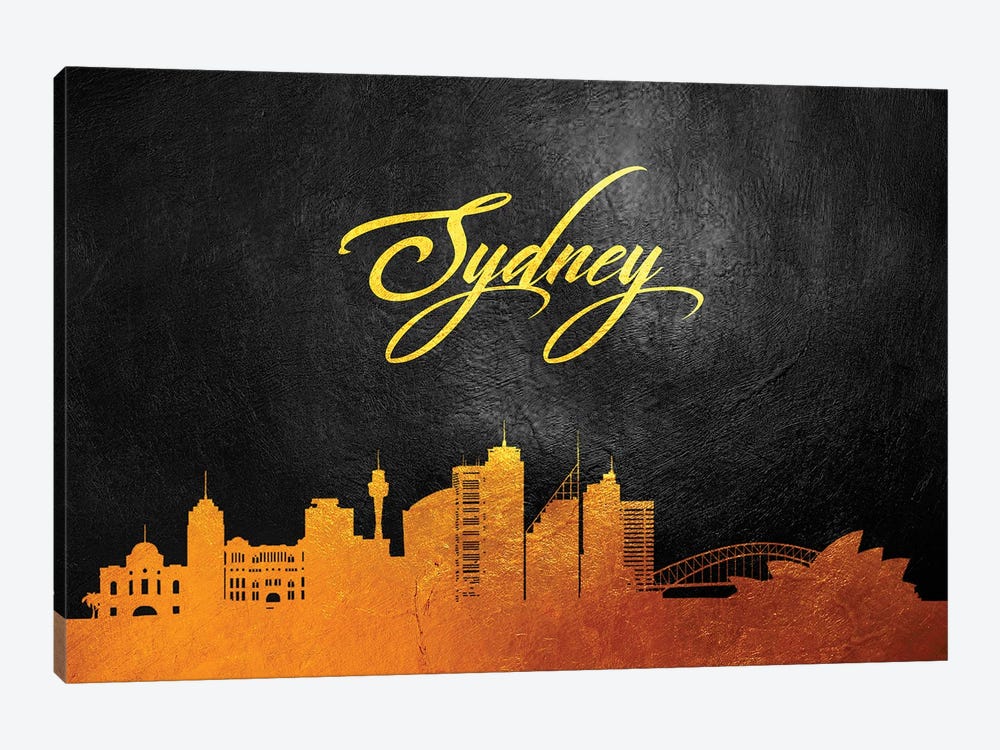 Sydney Australia Gold Skyline by Adrian Baldovino 1-piece Canvas Art