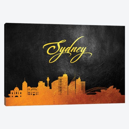 Sydney Australia Gold Skyline Canvas Print #ABV635} by Adrian Baldovino Art Print