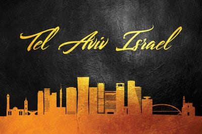 Tel Aviv Israel Gold Skyline by Adrian Baldovino art print