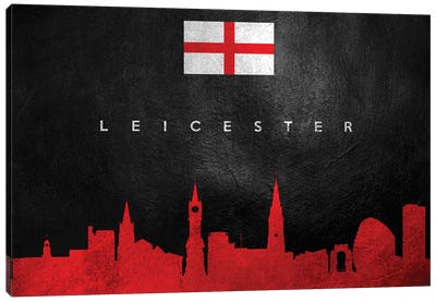 Leicester England Skyline Canvas Art Print - International Flag Art